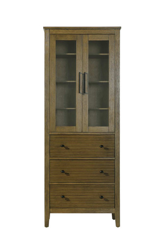 Elegant Furniture and Lighting 28 Inch Bath Storage Glass Cabinet In Hazel Oak (SC296C28HO)