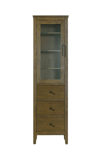 Elegant Furniture and Lighting 20 Inch Bath Storage Glass Cabinet In Hazel Oak (SC296C20HO)