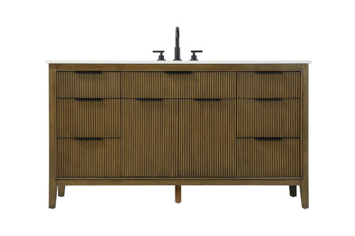 Elegant Furniture and Lighting 60 Inch Single Bathroom Vanity In Hazel Oak