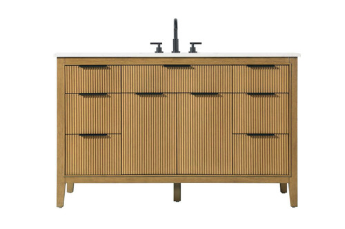 Elegant Furniture and Lighting 54 Inch Single Bathroom Vanity In Honey Teak