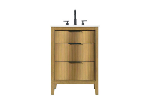 Elegant Furniture and Lighting 24 Inch Single Bathroom Vanity In Honey Teak (VF29824HT)