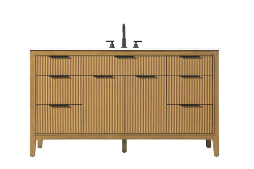 Elegant Furniture and Lighting 60 Inch Single Bathroom Vanity In Honey Teak (VF29860HT)