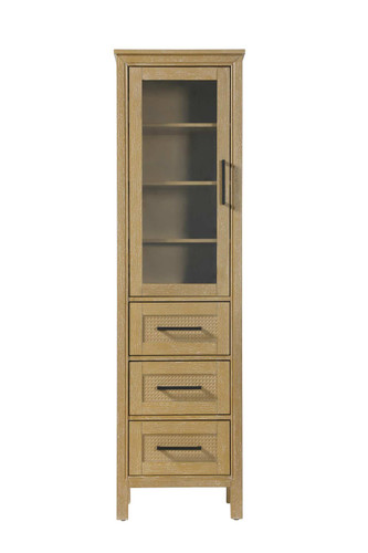 Elegant Furniture and Lighting 20 Inch Bath Storage Glass Cabinet In Linen Oak (SC295C20LO)