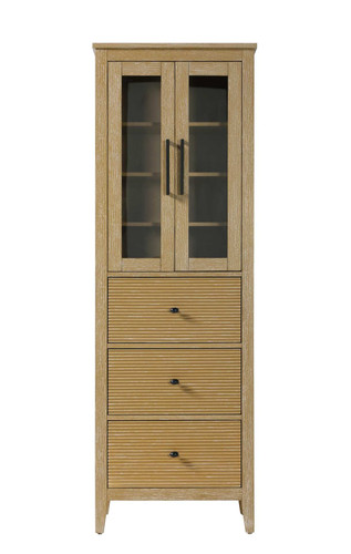 Elegant Furniture and Lighting 24 Inch Bath Storage Glass Cabinet In Linen Oak (SC296C24LO)