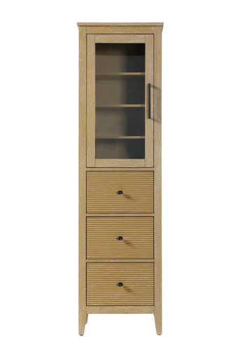 Elegant Furniture and Lighting 20 Inch Bath Storage Glass Cabinet In Linen Oak (SC296C20LO)