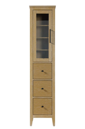 Elegant Furniture and Lighting 16 Inch Bath Storage Glass Cabinet In Linen Oak (SC296C16LO)