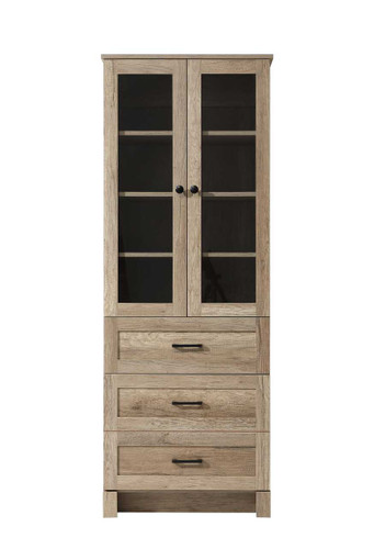 Elegant Furniture and Lighting 24 Inch Bath Storage Glass Cabinet In Natural Oak (SC280324NT)