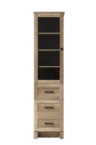 Elegant Furniture and Lighting 16 Inch Bath Storage Glass Cabinet In Natural Oak (SC280316NT)