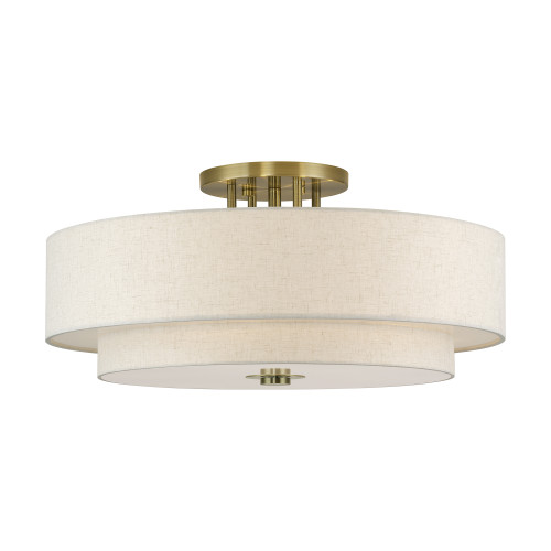 Monroe 6 Light Antique Brass Extra Large Semi-Flush (45849-01)