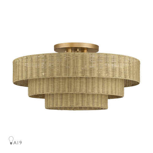 Weavington 5 Light Antique Gold Leaf Extra Large Semi-Flush (60599-48)