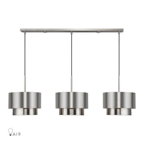 Zolana 3 Light Brushed Nickel Extra Large Linear Chandelier (40053-91)