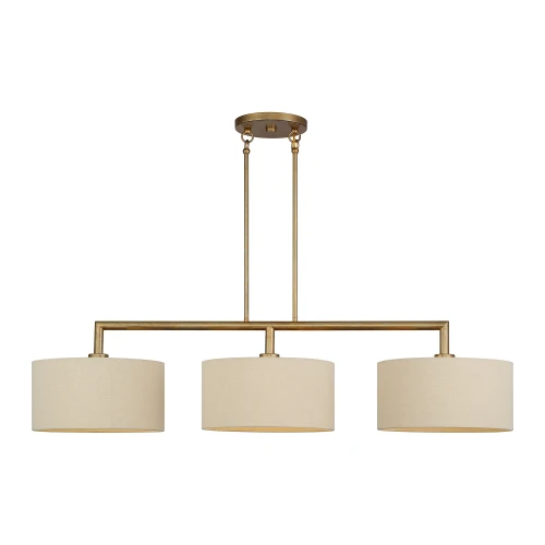 Bellingham 3 Light Antique Gold Leaf Extra Large Linear Chandelier (52263-48)