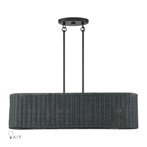 Weavington 4 Light Black Large Linear Chandelier (60556-04)