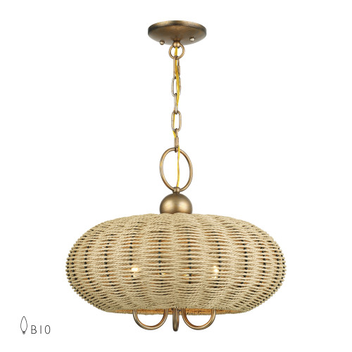 Summervine 3 Light Antique Gold Leaf Pendant Chandelier (60204-48)