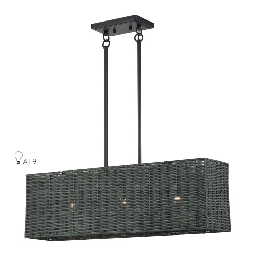 Weavington 3 Light Black Medium Linear Chandelier (60552-04)