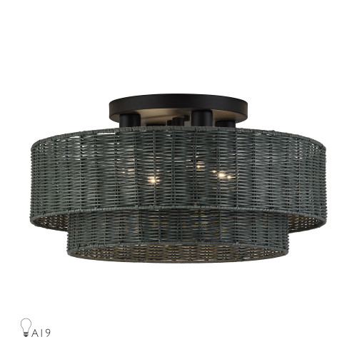 Weavington 4 Light Black Extra Large Semi-Flush (60119-04)