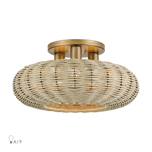 Summervine 3 Light Antique Gold Leaf Large Semi-Flush (60208-48)
