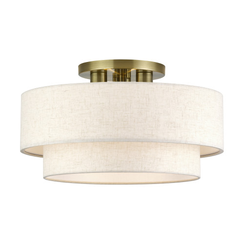 Manorwood 3 Light Antique Brass Large Semi-Flush (41945-01)