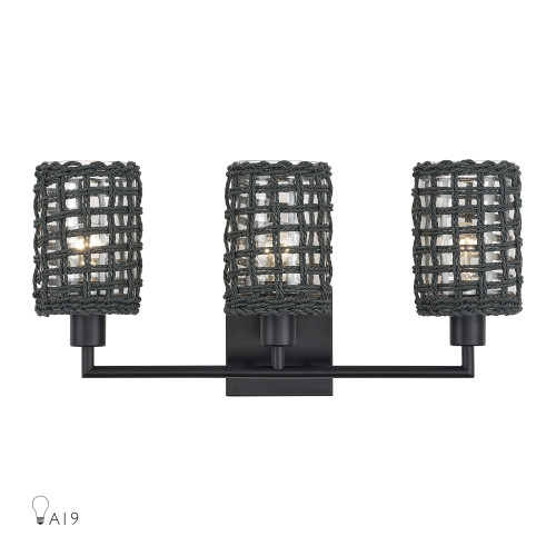 Twinewell 3 Light Black Vanity Sconce (14043-04)