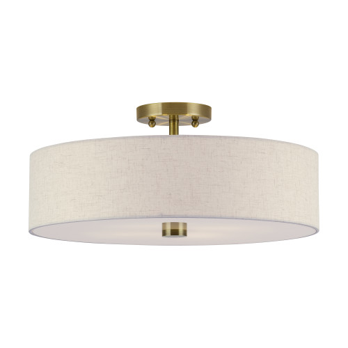 Monroe 4 Light Antique Brass Large Semi-Flush (52136-01)