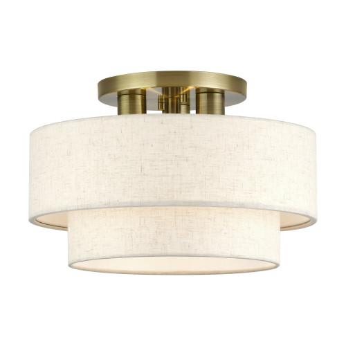 Manorwood 3 Light Antique Brass Large Semi-Flush (41944-01)