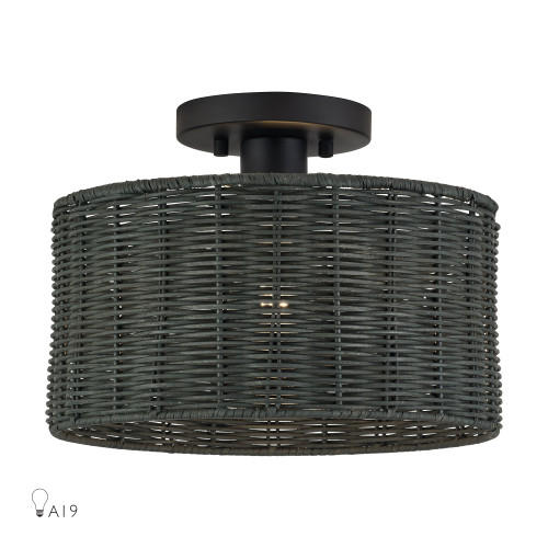 Weavington 1 Light Black Medium Semi-Flush (60117-04)