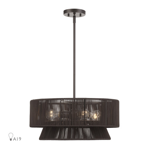 Florell 4 Light English Bronze Pendant Chandelier (49144-92)