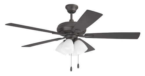 Eos 52" 5-Blade Frost 4 Light Ceiling Fan in Classic Bronze w/ ClassicBronze/Walnut Blades; Integrated Light Kit (ECF114CBZ5-CBZWLN)