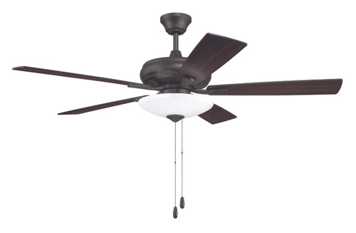 Eos 52" 5-Blade 3 Light Bowl Ceiling Fan in Classic Bronze w/ Classic Bronze/Walnut Blades; Light Kit Included (Optional) (ECF111CBZ5-CBZWLN)