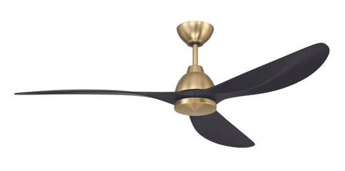 Frazier 52" 3-Blade Ceiling Fan in Satin Brass w/ Flat Black Blades; Light Kit Sold Separately (FRZ56SB3)