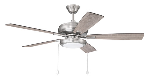 Eos 52" 5-Blade Ceiling Fan in Brushed Polished Nickel w/ Driftwood/Walnut Blades; LED Pan Light Kit Included (Optional) (ECF119BNK5-DWWLN)