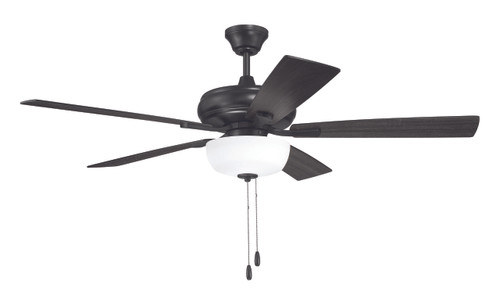 Eos 52" 5-Blade Frost 2 Light Bowl Ceiling Fan in Flat Black w/ Flat Black/Greywood Blades; Light Kit Included (Optional) (ECF211FB5-FBGW)