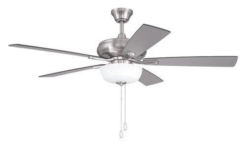 Eos 52" 5-Blade Frost 2 Light Bowl Fan in Brushed Polished Nickel w/ Brushed Nickel/Greywood Blades; Light Kit Included (Optional) (ECF211BNK5-BNGW)