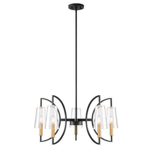 Savoy House Hanley 5-Light Chandelier in Matte Black and Warm Brass (1-7169-5-143)