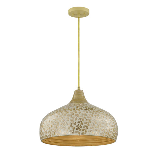 Kemp 1-Light Pendant in Ivory and Gold Shell (7-9877-1-336)