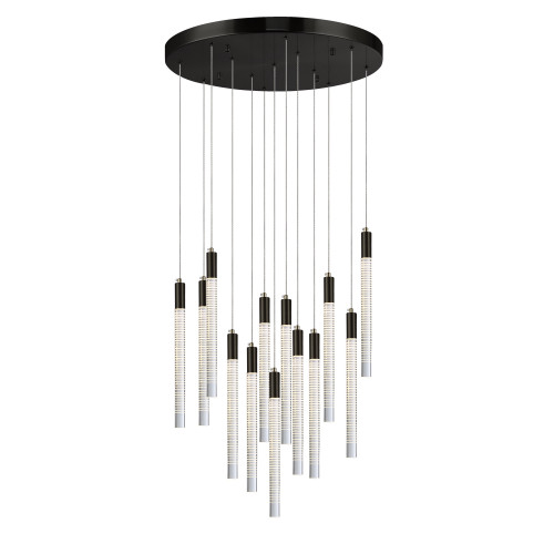 Artcraft Lighting Celine 13 Light Integrated LED Chandelier, Black with Laser Lined Glass Rods (AC12143BK)