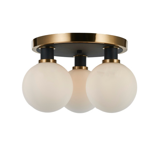 Artcraft Lighting Gem Collection 3-Light Semi-Flush Mount Black and Brushed Brass (AC11873WH)