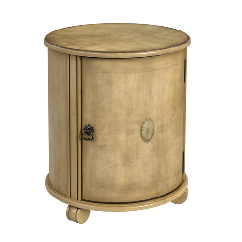 Butler Specialty Company Lawrie 20 in. W  Round Wood Drum 1 Door Side Table, Beige (1260424)