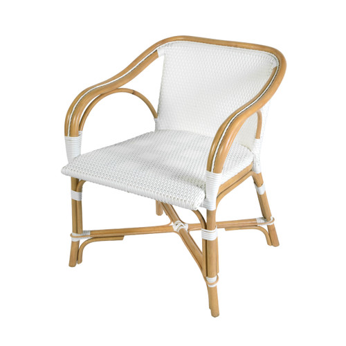 Butler Specialty Company Portofino 18.75 in. Seat Height Rattan Arm Chair, Smooth White (6285304)