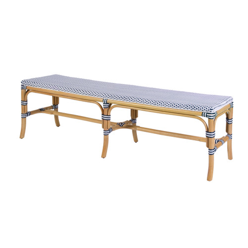 Butler Specialty Company Laguna 66.5 in. W Rectangular Rattan Backless Accent Bench, White and Navy (6289291)