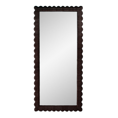 Butler Specialty Company Flora 32 in. W x 69.5 in. H Rectangular Scalloped  Rattan Floor Mirror, Brown (9766525)