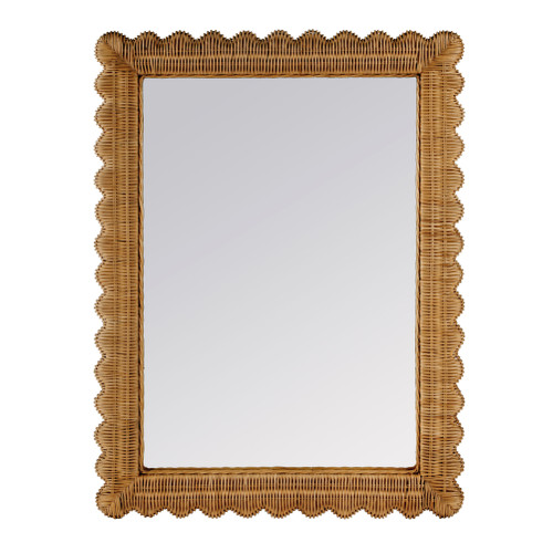 Butler Specialty Company Flora 30 in. W x 40 in. H Rectangular Rattan Scalloped Edge Wall Mirror, Brown (9758526)