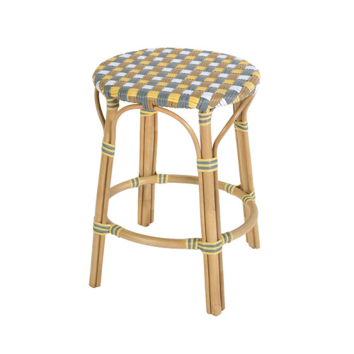 Butler Specialty Company Ballito 24.5 in. Seat Height Oval Rattan Counter Stool with Footrest, Yellow and Brown (6283519)