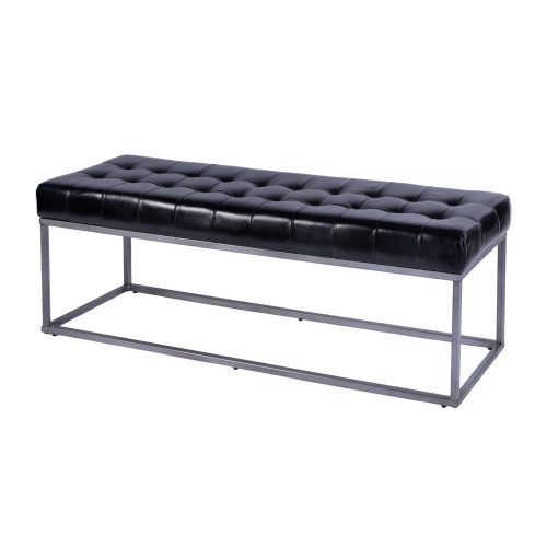 Butler Specialty Company Knox 54 in. W Rectangular Leather and Iron Accent Bench, Black (5976034)