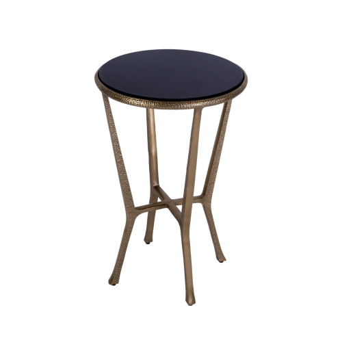 Butler Specialty Company Ivy 15.5 in. W Round Metal & Granite Side Table, Black, Antique Gold (6275226)