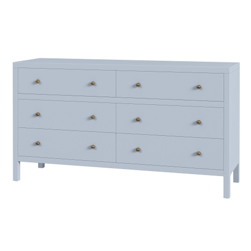 Butler Specialty Company Nora 60 in W. Rectangular Wood 6 Drawer Dresser, Light Blue (5733522)