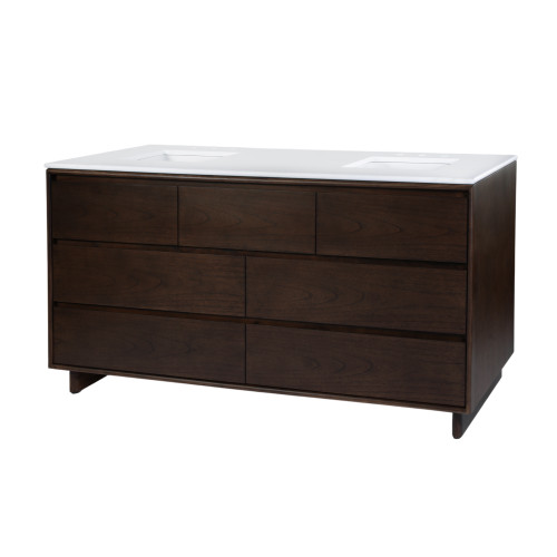 Butler Specialty Company Halmstad 72 in. W Rectangular Wood Double Sink 5 Drawer Bathroom Vanity Set, Brown (6270497)