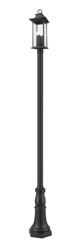 Z-Lite Tiberius 4 Light Outdoor Post Mounted Fixture in Black (5017PHBR-518P-BK)