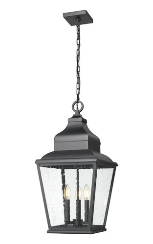 Z-Lite Raphael 3 Light Outdoor Chain Mount Ceiling Fixture in Sand Black (5029CHB-BK)