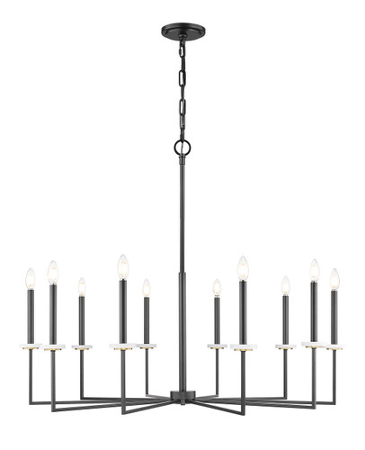 Z-Lite Gaultier 10 Light Chandelier in Matte Black + Modern Gold (6100-10MB)